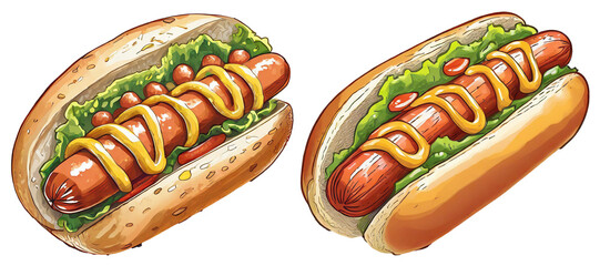 Generative image of hot dog isolated on transparent background