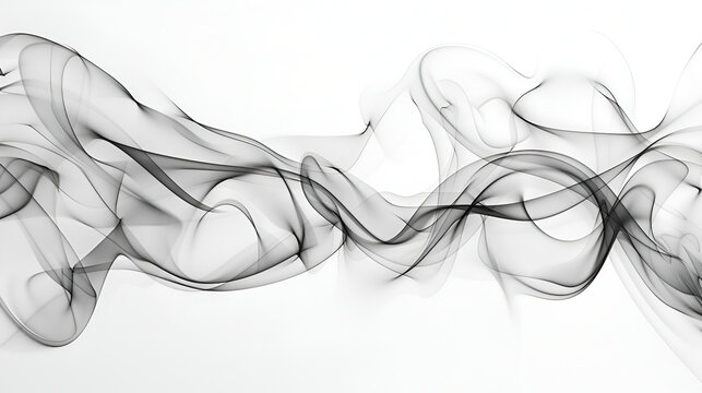 Black and white smoke abstract on a white background, fire design, Grey and black magic smoke shapes over the white background
