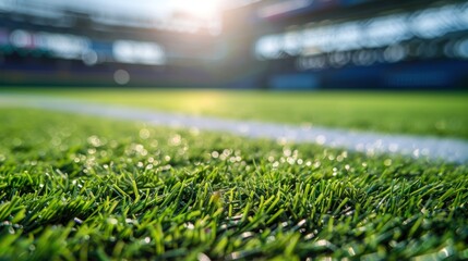 Baseball pitch on green field at brightly outdoor stadium background. AI generated image