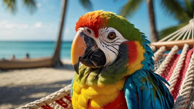 cute parrot on the beach
