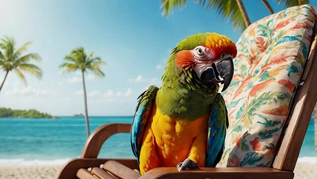 cute parrot on the beach