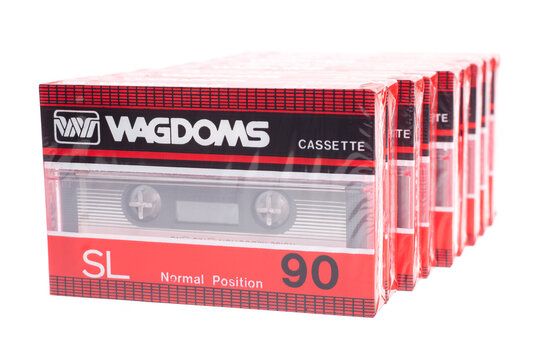 Moscow, Russia, March 14, 2024: Audio tape cassettes 10 pieces Wagdoms SL90 sealed in a package