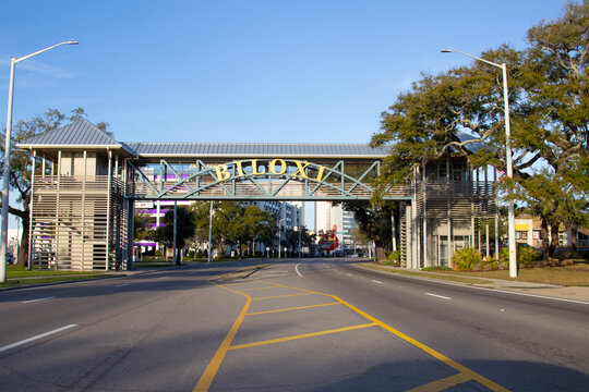 Welcome to Biloxi, Mississippi sign on highway 90, Beach Blvd.  - March 10, 2024