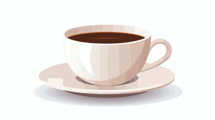 White cup with brown coffee flat vector 