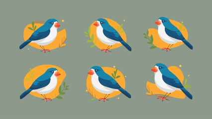 Obraz na płótnie Canvas Flat Design Vector Illustration of Birds in Various Poses 