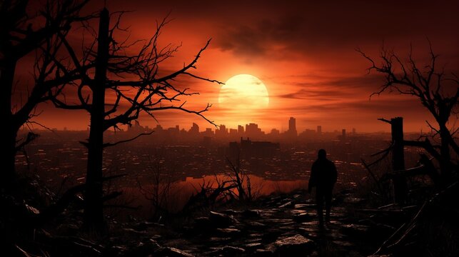 A Photorealistic Painting of a Desolate Apocalyptic World