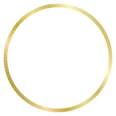 Golden round metal frame isolated on white. Vector frame for photo. Frame for text, certificate, pictures, diploma. Luxury, gold, wedding, celebration. Zig Zag frame