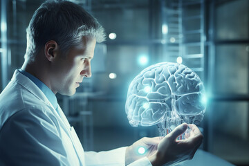 Scientist at work in a modern laboratory created with generative AI technology