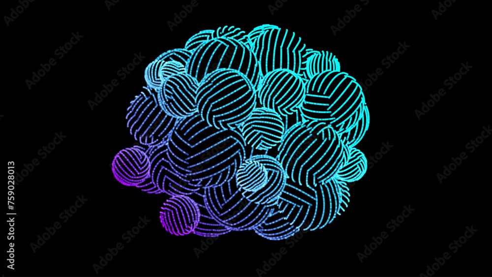Aufkleber Minimal Line Art 3D Balls Background. Geometric Spheres Wallpaper. Wireframe Grid Low Poly Globe Mesh Spherical Objects Backdrop. Abstract Vector Illustration.