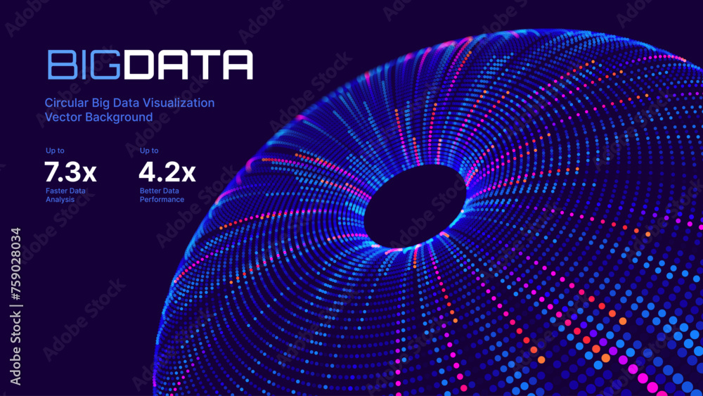 Poster Digital Big Data Flow Vector Background. Big Data Technology Lines. Abstract Science Technology Illustration. Big Data Neural Network Background Concept. AI Visualization Concept. Digital Vector