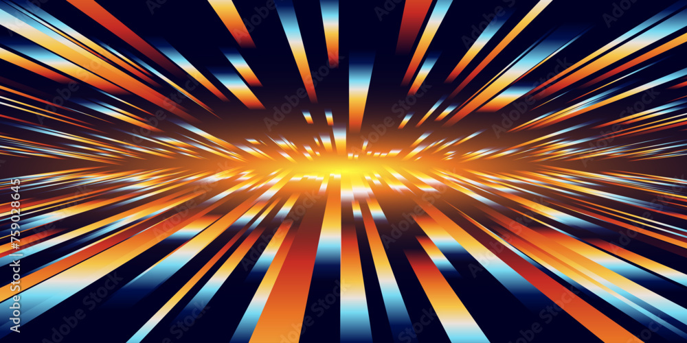 Poster Digital Data Flow Gradient Lines Vector Background. Big Data Technology Lines. High Speed Light Trails. Information Flow in Virtual Reality Cyberspace. Vector Illustration.