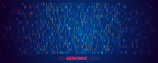 Big Genomic Data Visualization. DNA Test, Genom Map Analysis Visualization. Vector Template. - obrazy, fototapety, plakaty