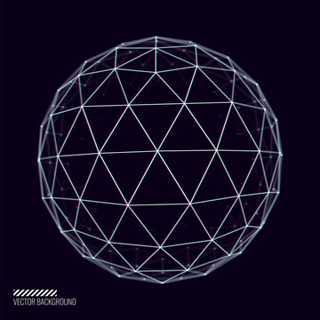 Glitched Cyberpunk 3D Icosphere. 3D Globe Geometry for Retrowave Vaporwave Synthwave Style Graphic Design. Old Cyberpunk 80s-90s Aesthetic Virtual Reality Concept. Vector Illustration.