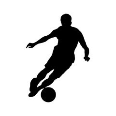 Football (soccer) player silhouette with ball isolated