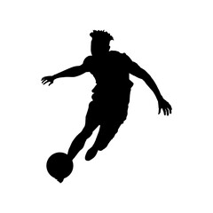 Football (soccer) player silhouette with ball isolated