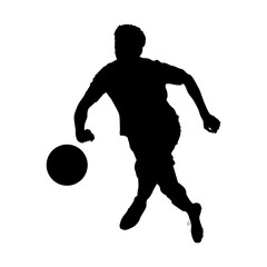 Fototapeta na wymiar Soccer (soccer) player silhouette with ball isolated