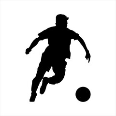 Fototapeta na wymiar Vector football player silhouette. Player fire. white background