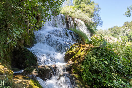 Vodopad Kravica, Kravice waterfall, a large tufa cascade on the Trebižat River, in the karstic heartland of Herzegovina in Bosnia and Herzegovina