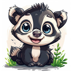 Obraz premium Cute Funny Cartoon Badger, Illustration for Children Book, Generative AI