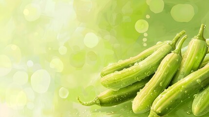 Okra, Lady's Finger, Bhindi and Bamies on a white background. (Abelmoschus esculentus (L.) Moench).