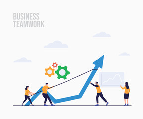Goal achievement and teamwork business concept, career growth and cooperation landing page concept