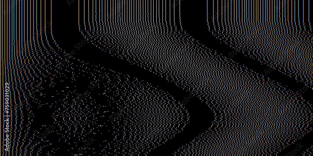 Poster Analog Static Noise Glitch Effect. Digital Pixel Noise. VHS Corrupted Signal. Damaged Error Television Image. Vector illustration.