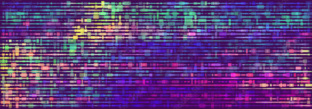 Poster colorful rainbow glitch screen effect. abstract digital pixel crosses noise glitch error. overlay te