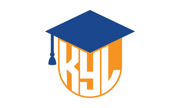 KYL initial letter academic logo design vector template. school college logo, university logo, graduation cap logo, institute logo, educational logo, library logo, teaching logo, book shop, varsity