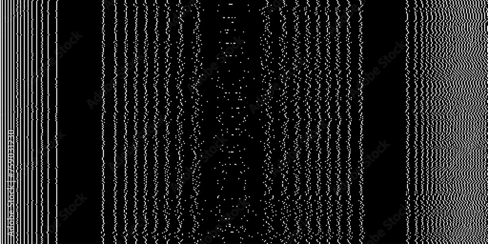 Poster Analog Static Noise Glitch Effect. Digital Pixel Noise. VHS Corrupted Signal. Damaged Error Television Image. Vector illustration.