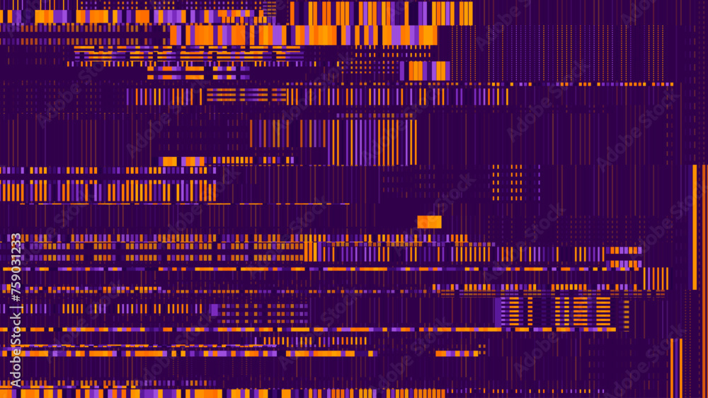 Poster Abstract Glitch Horizontal Lines Background. Unique Design Abstract Digital Noise Glitch Error Video Damage Texture. Aesthetics of Vaporwave or Cyberpunk Style. Vector Illustration.
