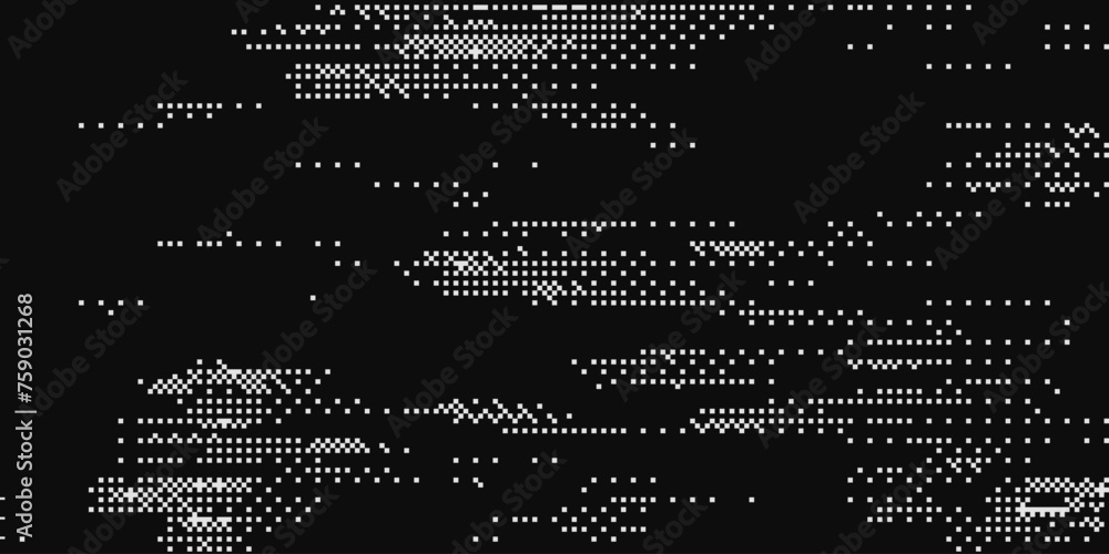 Poster Pixel Glitch Dither Effect Background. Abstract Noise Effect. Video Damage Error. Digital Signal Damage Visualization. VHS Overlay Texture. Vector Illustration.