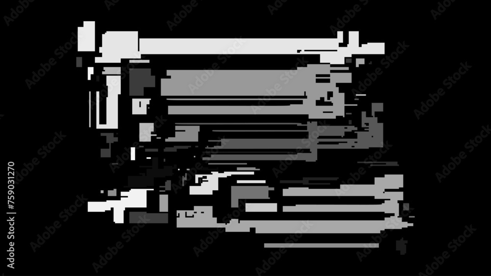 Leinwandbilder Glitch Television Digital Lines Black and White Background. Glitched Lines Noise Overlay Texture. No Signal. Retro Abstract Sci-Fi Hud Glitch Effect Design. Vector Illustration.