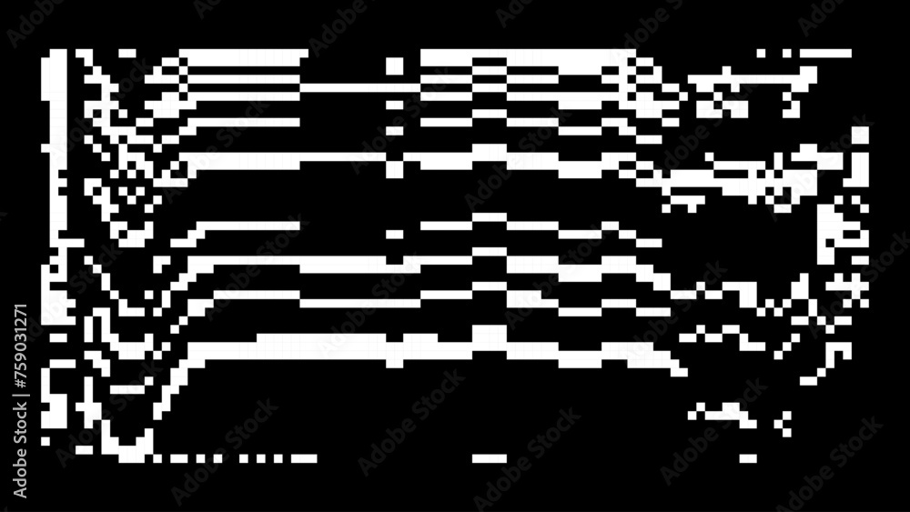 Aufkleber White Noise Pixel Texture. Glitch Pattern. 1-bit Pixel Art Y2K Retro Elements for Design. Vector Illustration.