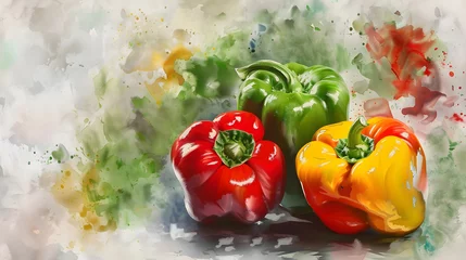 Foto op Plexiglas Paprika is a cultivar of the species Capsicum annuum paprika yield different colors, including red, yellow, orange and green peppers are sometimes grouped with less pungent pepper called sweet peppers © Anas Graphics