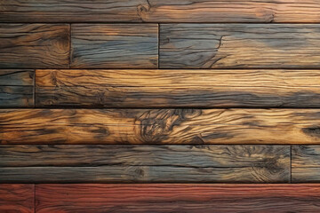 Fototapeta premium brown and black and blue and red dark dirty wood wall wooden plank board texture background with grains and structures 