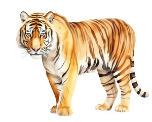 Tiger single object watercolor illustration isolated on white background for removing backgroundIsolate