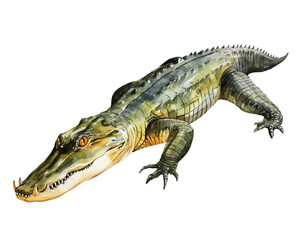 Fototapeta premium Alligator single object watercolor illustration isolated on white background for removing backgroundIsolate