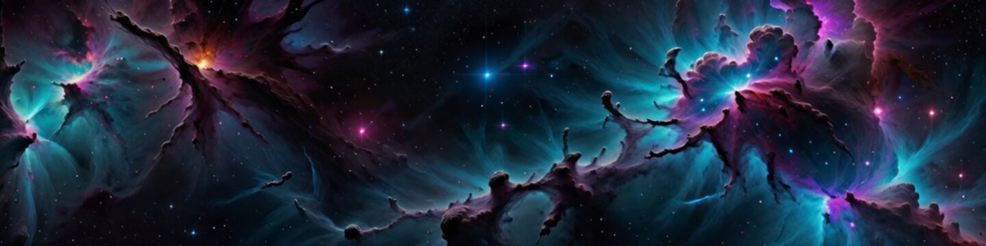 Abstract colorful illustration, space and space nebulae, for social media banner background and for your design.	