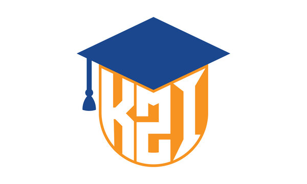KZI initial letter academic logo design vector template. school college logo, university logo, graduation cap logo, institute logo, educational logo, library logo, teaching logo, book shop, varsity
