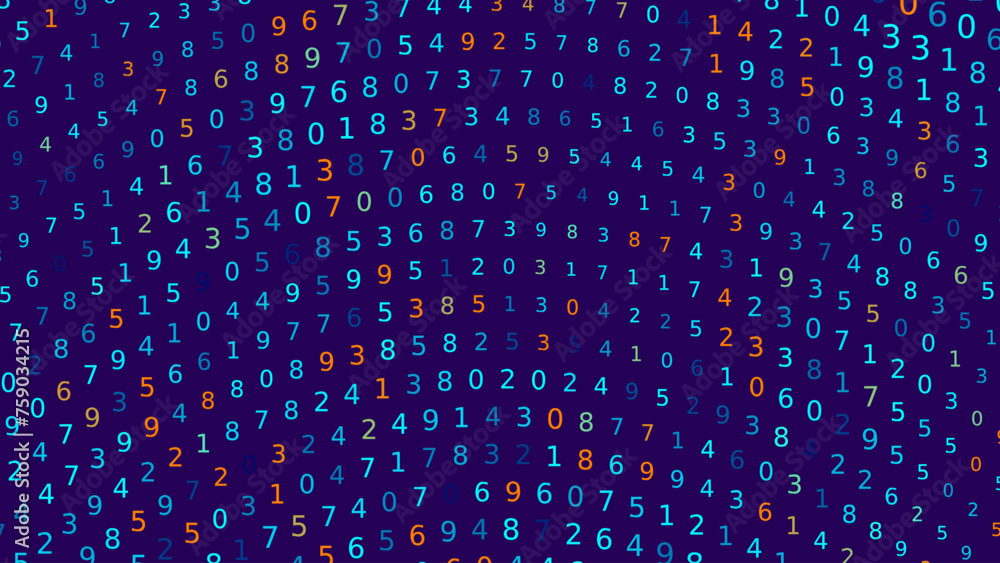 Aufkleber Abstract Numbers Matrix Background. Binary Computer Machine Code. Coding Programming Hacker Concept. Computer Science or Network Security Education Vector Background Illustration.