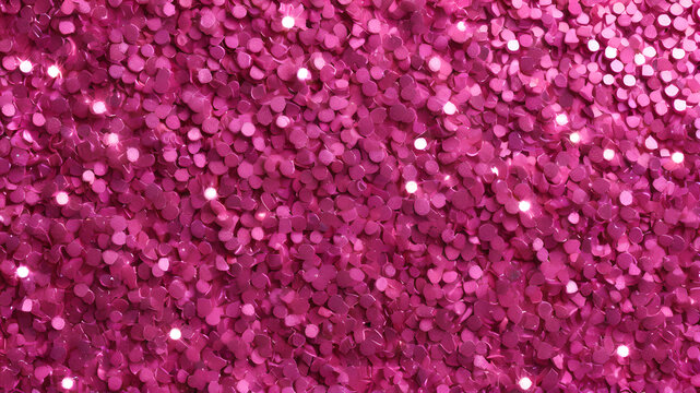 Seamless hot pink trendy small shiny sparkly glitter barbiecore aesthetic fashion backdrop. Shiny bold feminine fuchsia bling pattern. Girly colorful background texture or wallpaper.