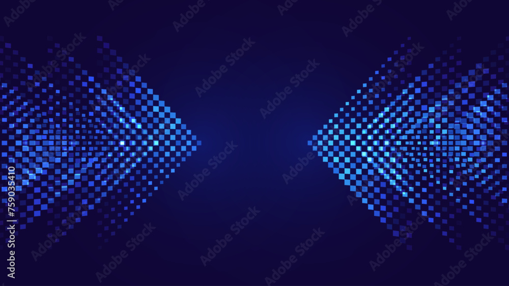 Poster Digital Arrows Pointing To The Center. Abstract Technology Background. Hi-Tech Business Presentation Template. Vector Illustration.