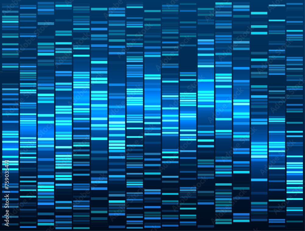 Aufkleber Big Genomic Data Visualization. DNA Test, Genom Map Analysis Visualization. Vector Template.
