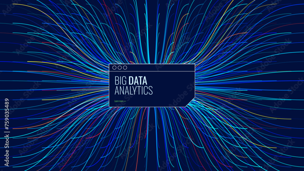 Poster Big Data Visualization Vector. Circle Data Graph Connections. Digital Statistical and Analysis Methods Visual Data Science Concept. Technology Vector Illustration.