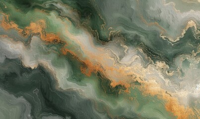 Colorful green swamp gold spreading background with abstract liquid marble texture