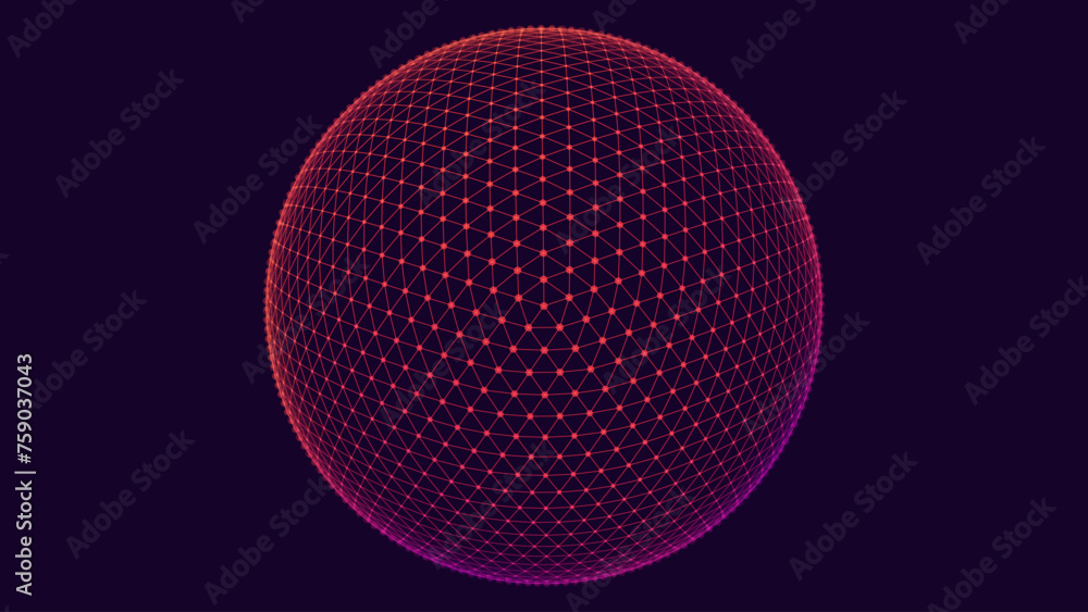Poster 3D Sphere of Lines Background. Triangle Grid HUD Element. Sci-Fi Planet Earth Template for Heads Up Display. Geometry Math Vector Illustration.
