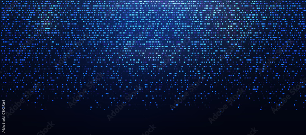 Aufkleber Big Data Abstract Pixels. Blue Glitch Noise Effect. Computer Memory Buffer Overflow Problem. Pixel Data Flow Matrix Vector Illustration.