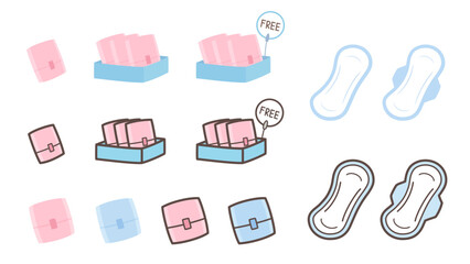 生理用ナプキンのイラスト素材セット © ふわぷか