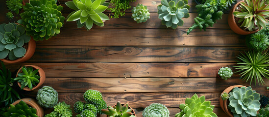 A selection of different types of succulents and indoor plants arranged on a wooden table, symbolizing the idea of home plants and the nurturing of indoor succulents.