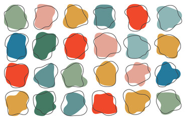 Outlined Doodle Blob Shapes Colorful Vector Icons Sticker Set